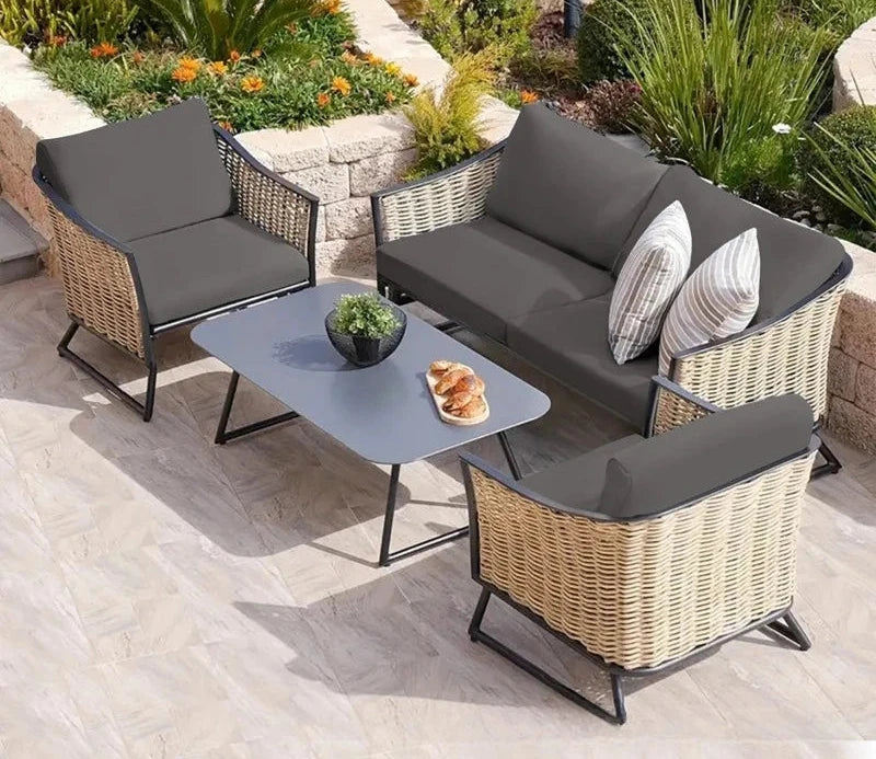Housse de Coussin Extérieur AIRA — tissu déperlant, ambiance terrasse minimaliste (vue 8)