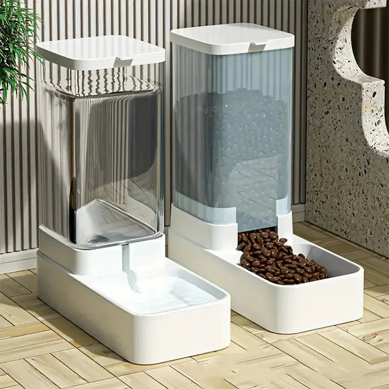 Distributeur Gravitaire AIRA — eau & croquettes, ambiance compagnon minimaliste