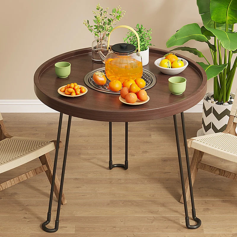 Table d'Appoint Pliante AIRA — bambou huilé, ambiance terrasse minimaliste