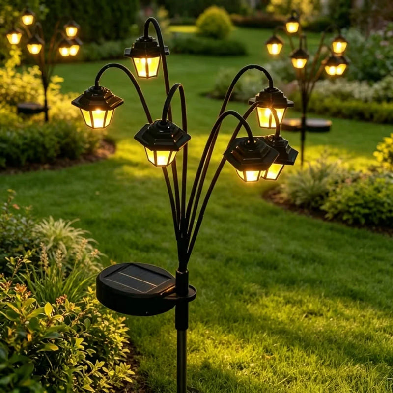 Lanterne Solaire Rétro AIRA — 6 led ambrées, ambiance terrasse minimaliste